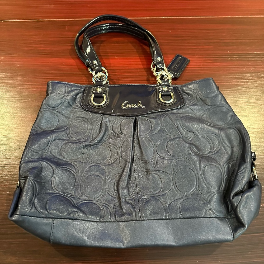 Coach Navy Leather Handbag